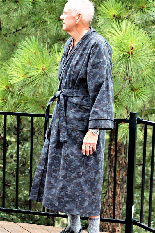 Camouflage flannel mid calf unisex wrap robe
