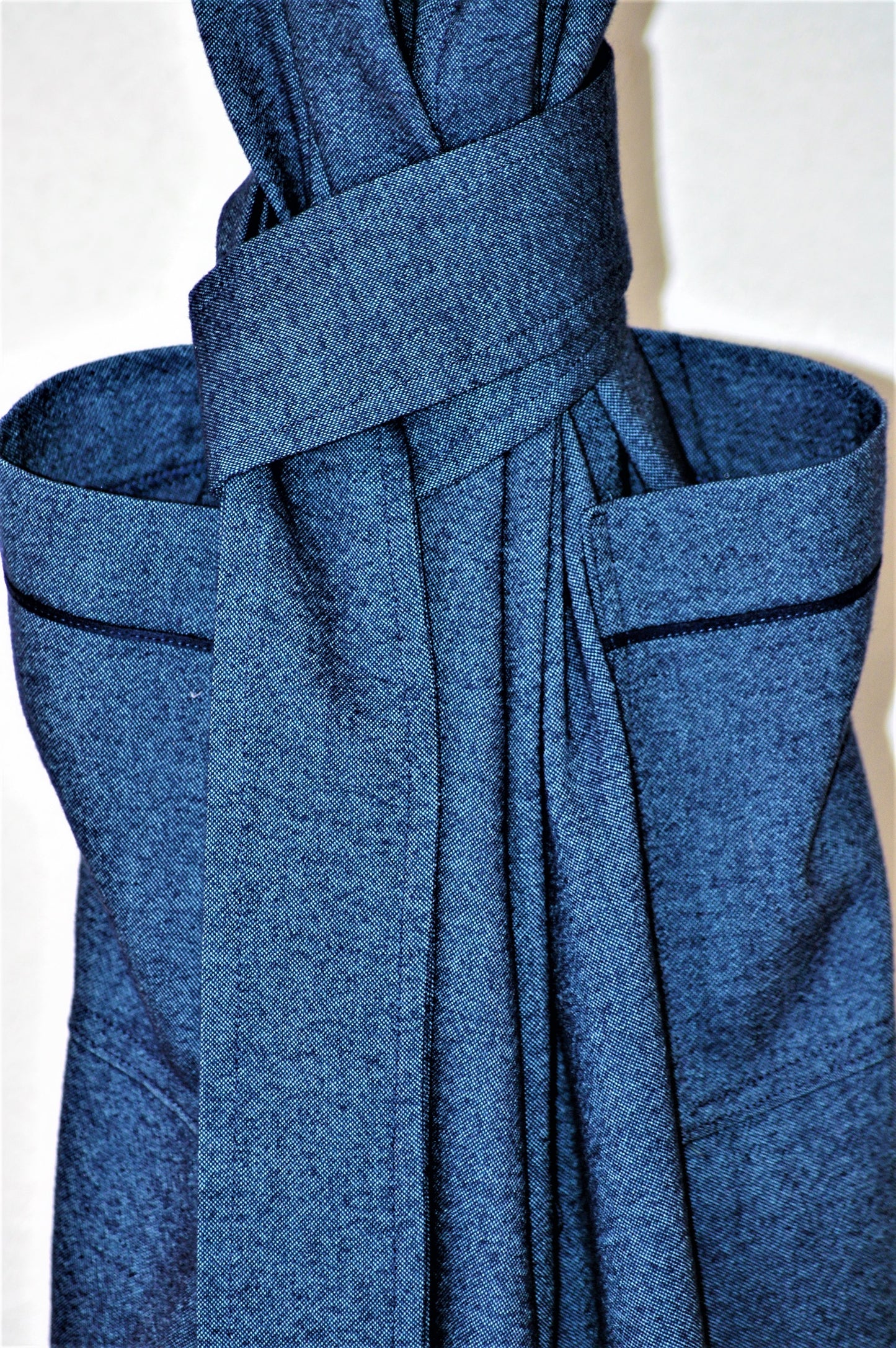 Dark denim light weight flannel unisex wrap robe